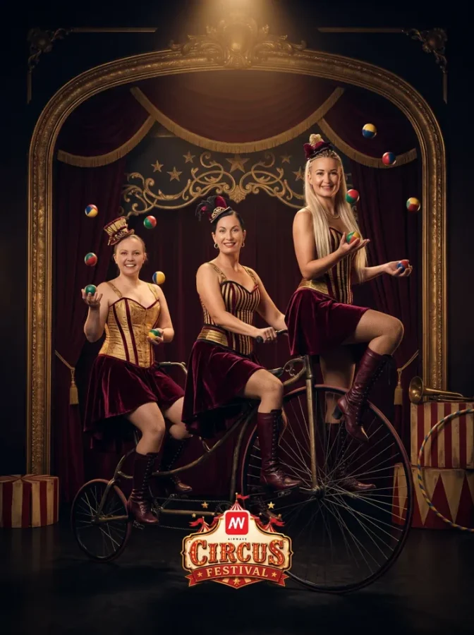 AI photo booth Switzerland – guests as vintage circus performers