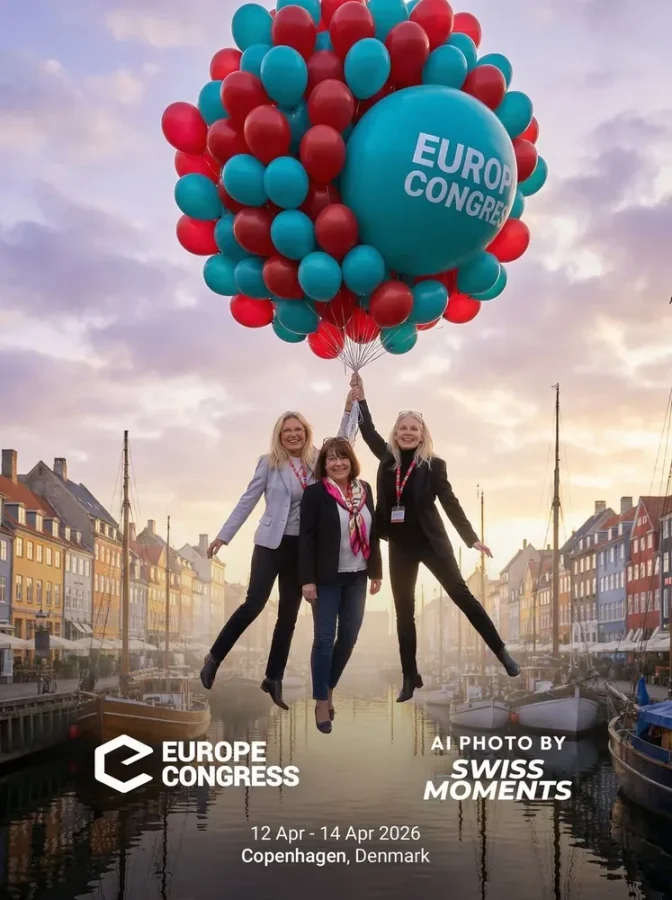 AI photo booth Switzerland – Europe Congress Copenhagen, flying with balloons