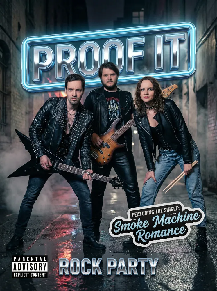 AI photo booth Switzerland – colleagues as a rock band on stage