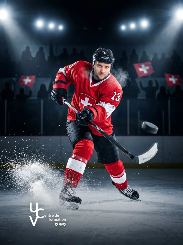 AI photo booth Switzerland – guest as a Swiss ice hockey player