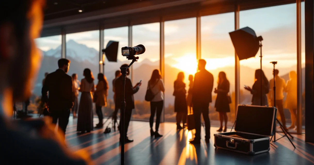 Professioneller Fotograf dokumentiert Corporate Event mit AI Photobooth Setup in einer Schweizer Location