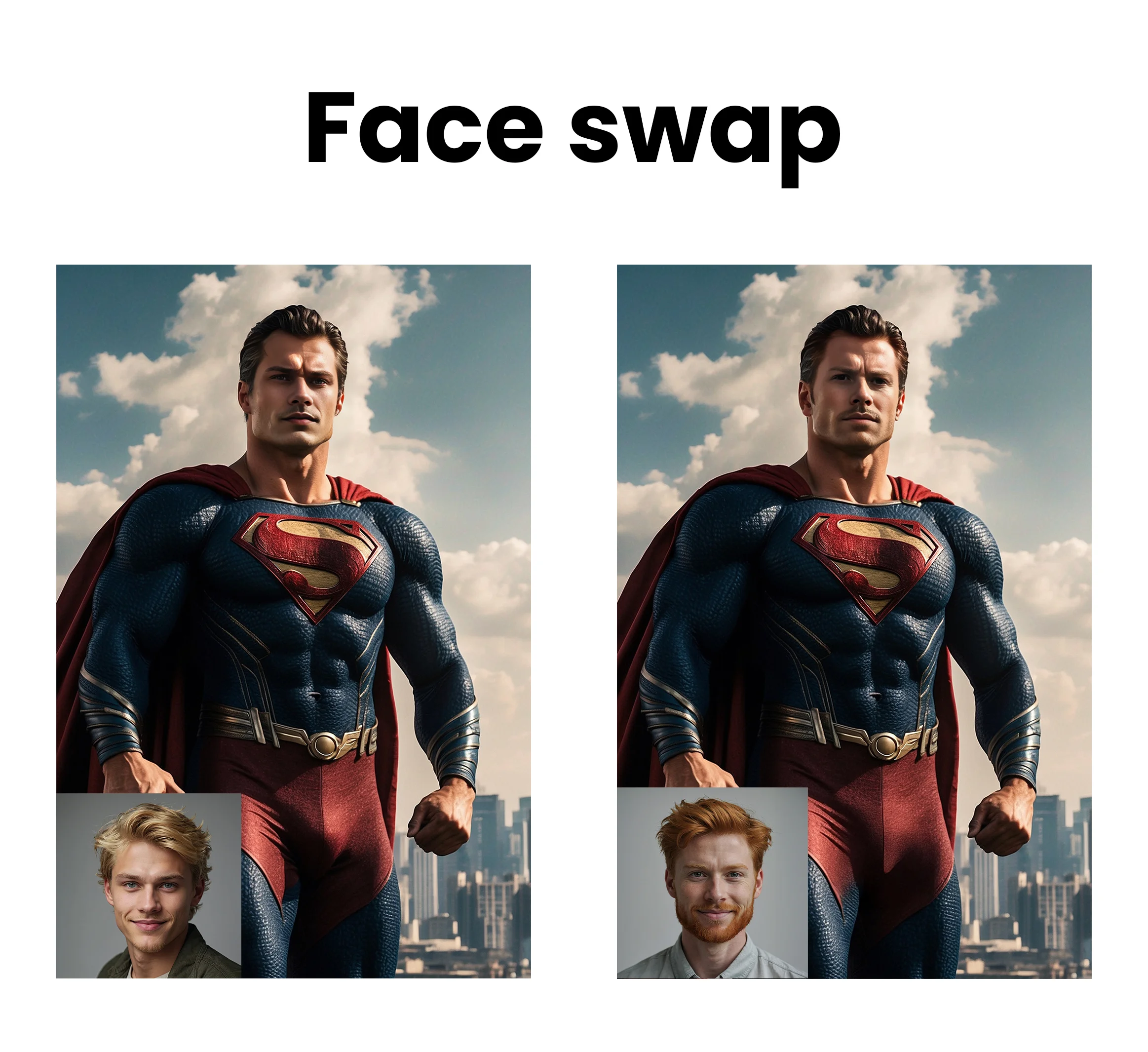 Face swap result compared to generative AI